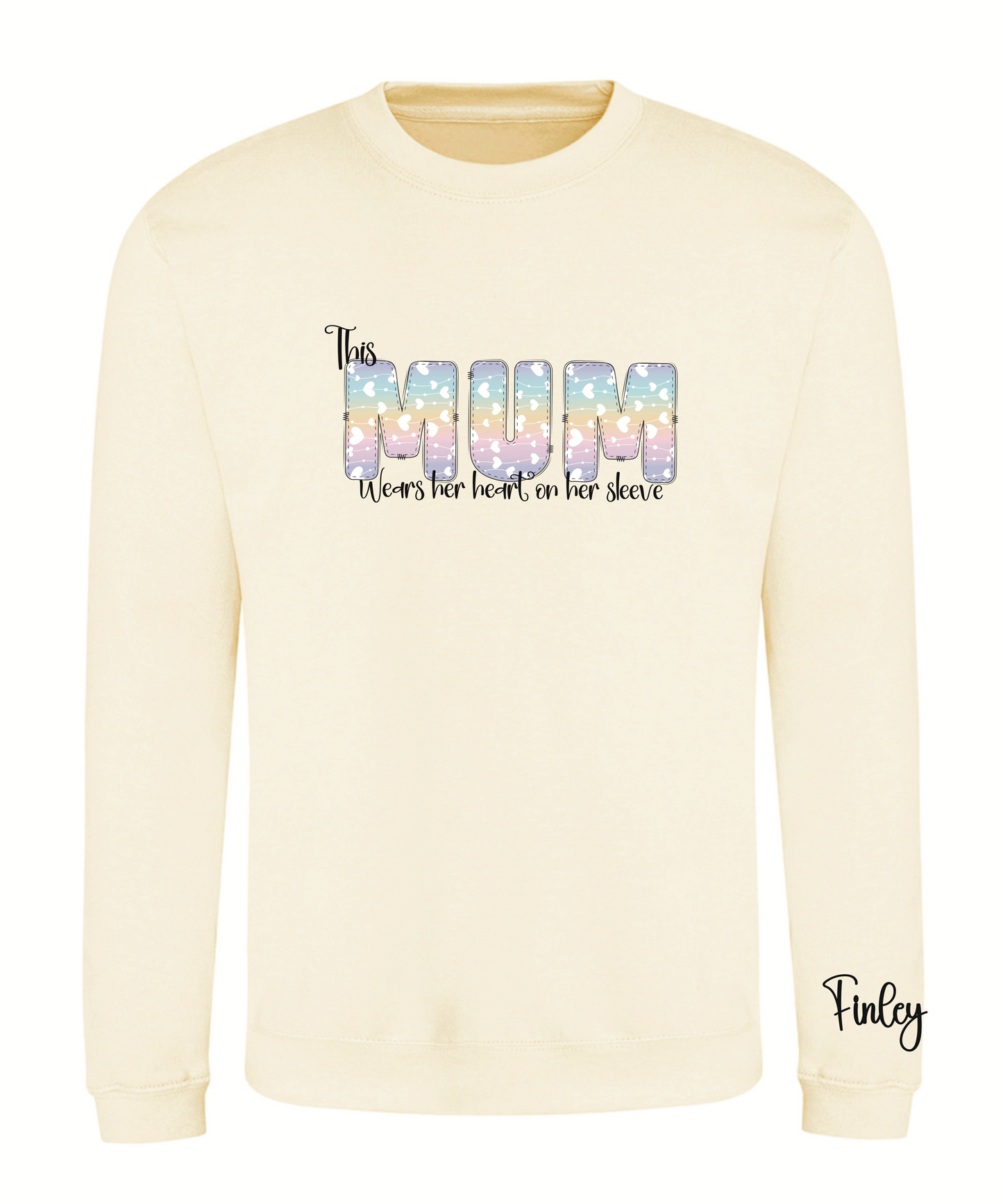 Rainbow hearts wording adult sweatshirt