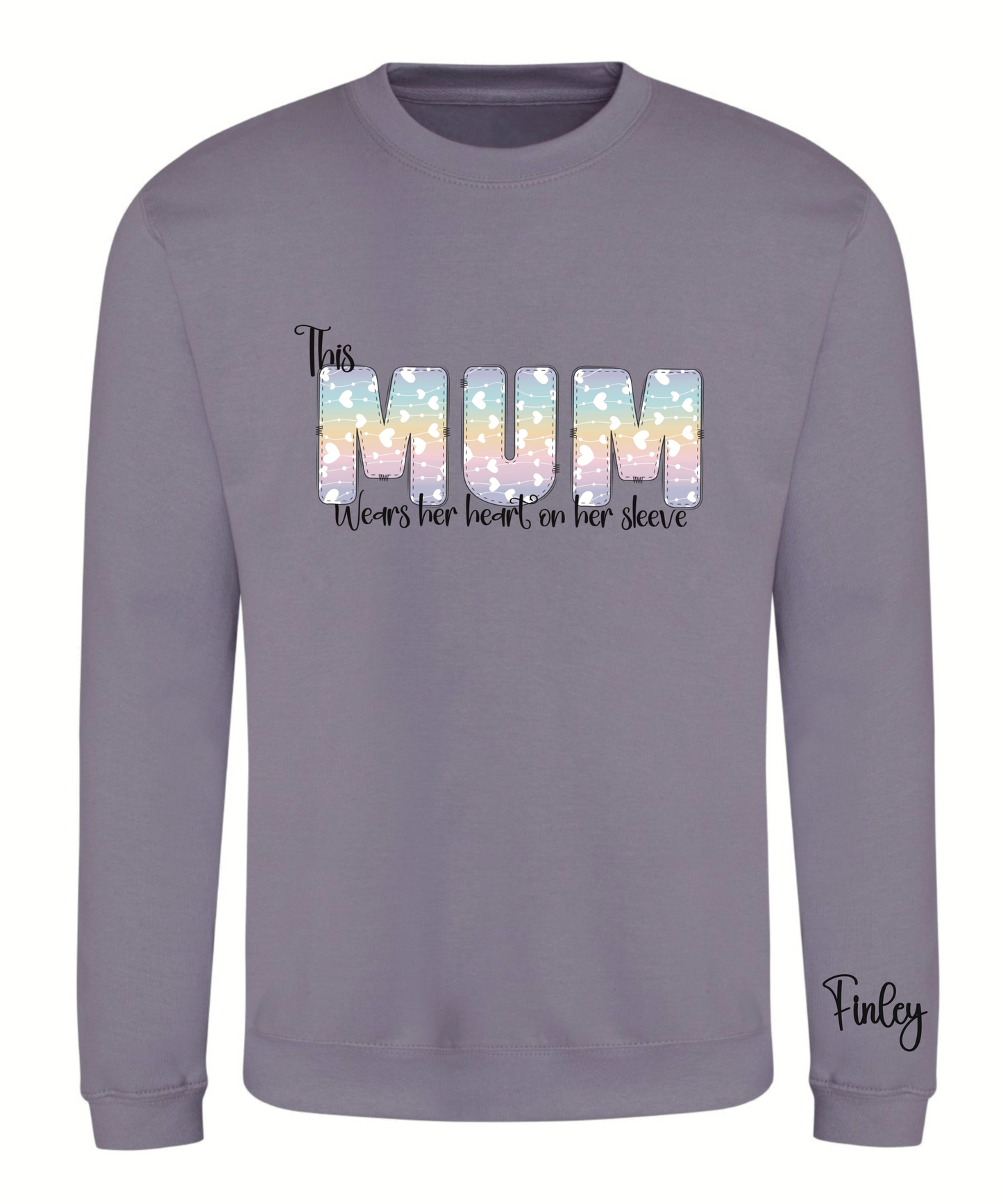 Rainbow hearts wording adult sweatshirt