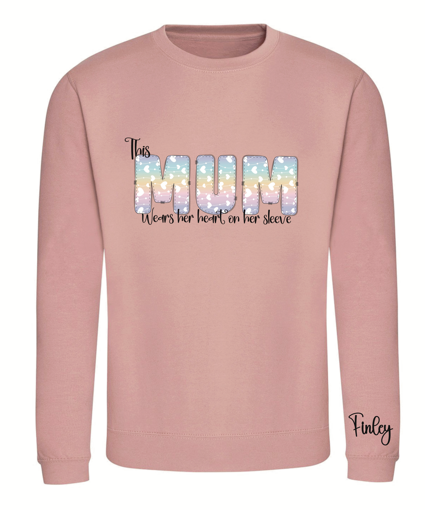 Rainbow hearts wording adult sweatshirt