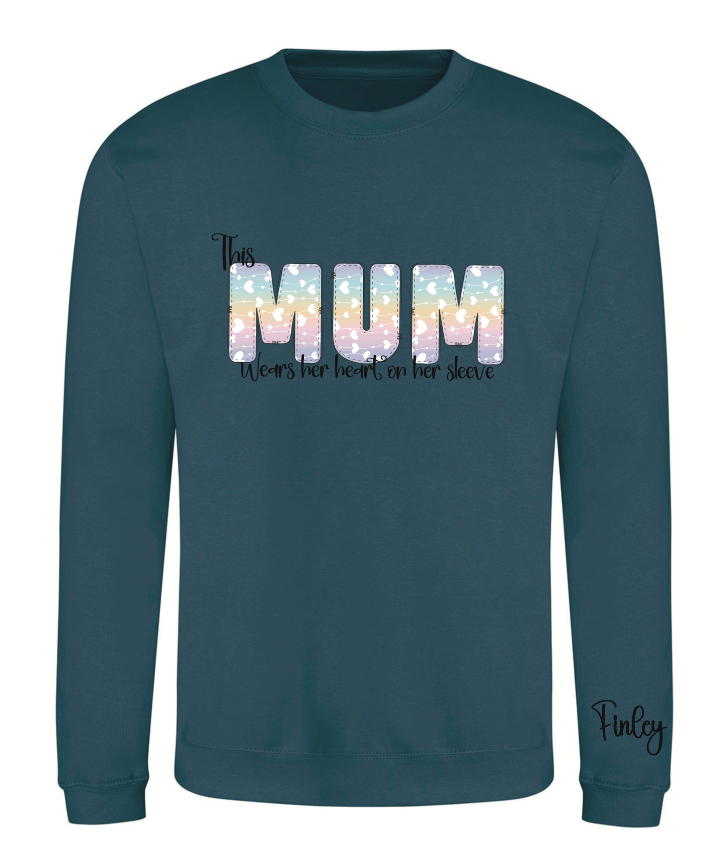 Rainbow hearts wording adult sweatshirt