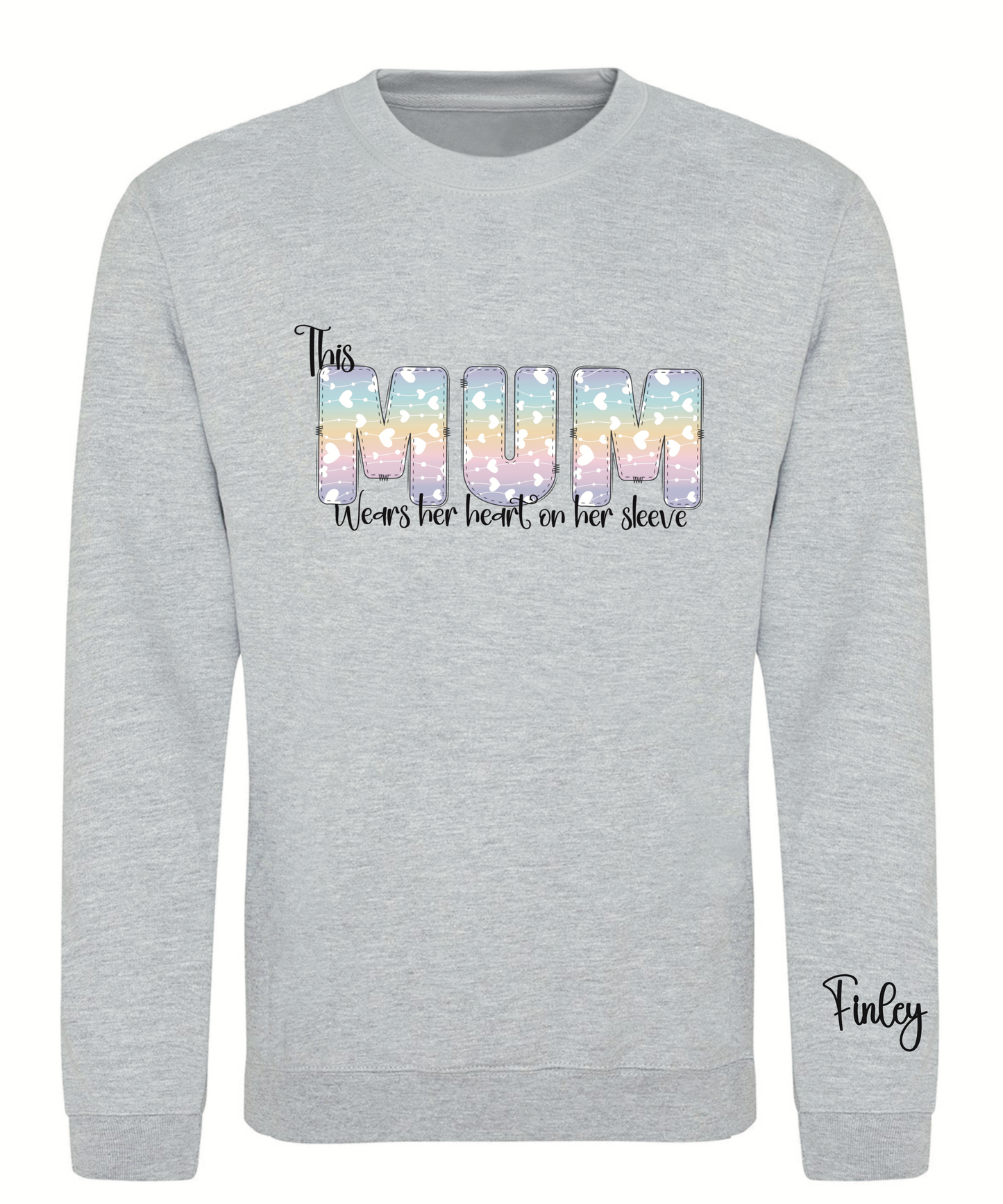 Rainbow hearts wording adult sweatshirt