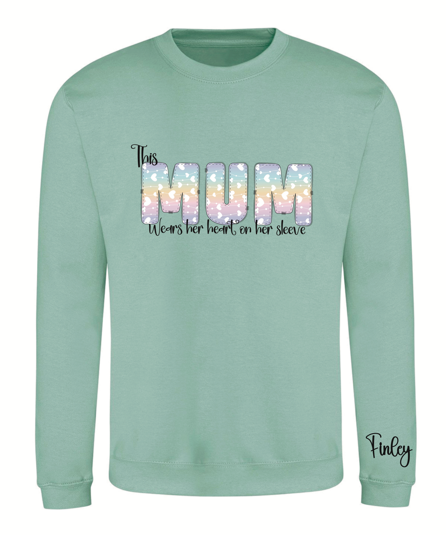 Rainbow hearts wording adult sweatshirt