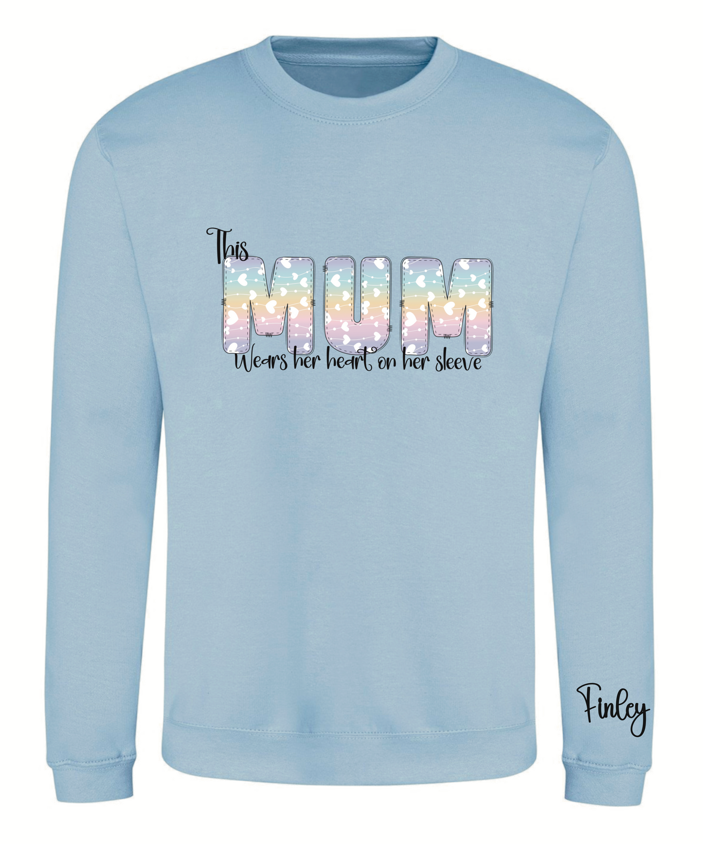 Rainbow hearts wording adult sweatshirt